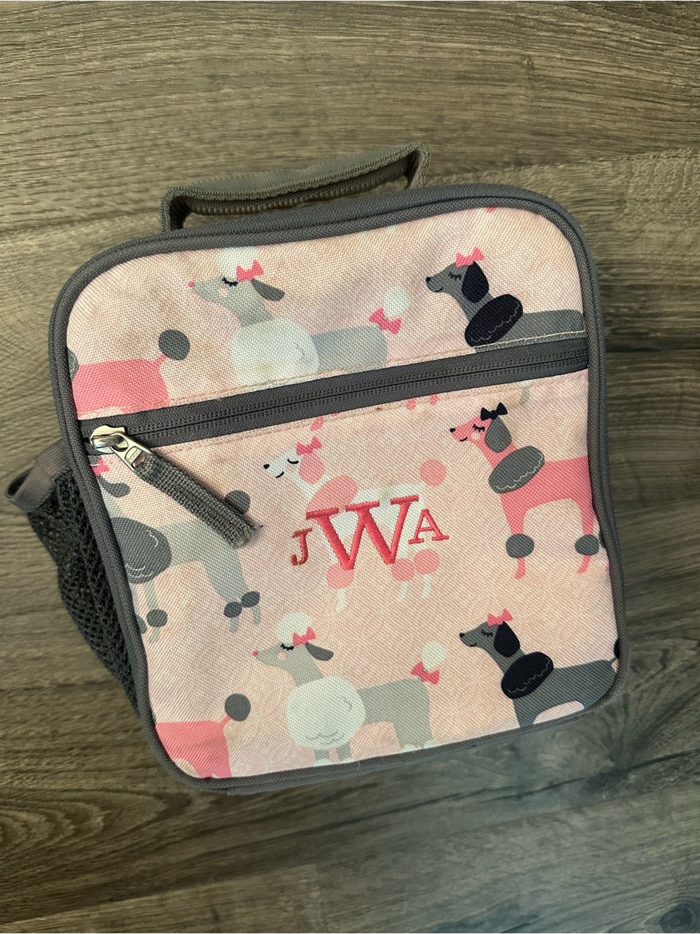 Pottery Barn Kids Pink Poodle Monogrammed Lunch Bag